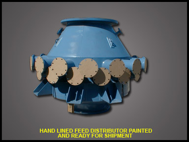 Hand lined feed distributor painted and ready for shipment